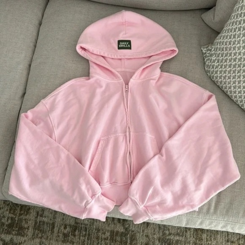 Daily Drills Pink zip up Hoodie